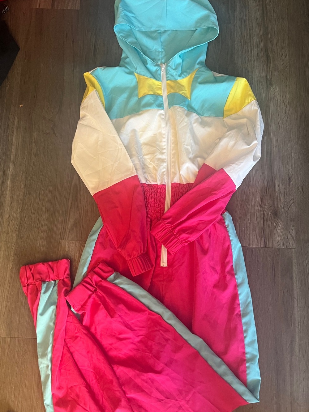 Vintage 80s windbreaker neon colours retro pop Halloween ladies S stretch waste